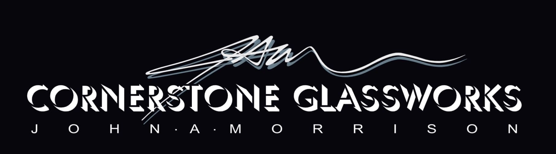 A black and white logo of stone glass.